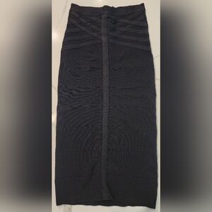 Bebe Black Bandage Bodycon Midi High Waist Back Zipper Pencil Skirt Women's S/P